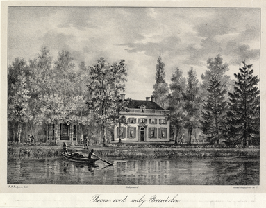 201146 Gezicht over de Vecht bij Breukelen op het huis Boomoord en de theekoepel aan de straat.01-01-1835-31-12-1836